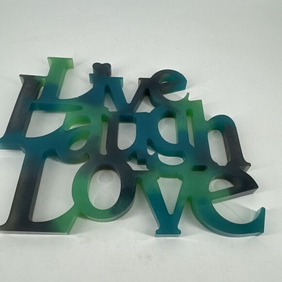 Live Laugh Love Wall Decor Green Blue Resin Retro 8.5” W x 7.6” L Gift 1970s - Picture 2 of 9